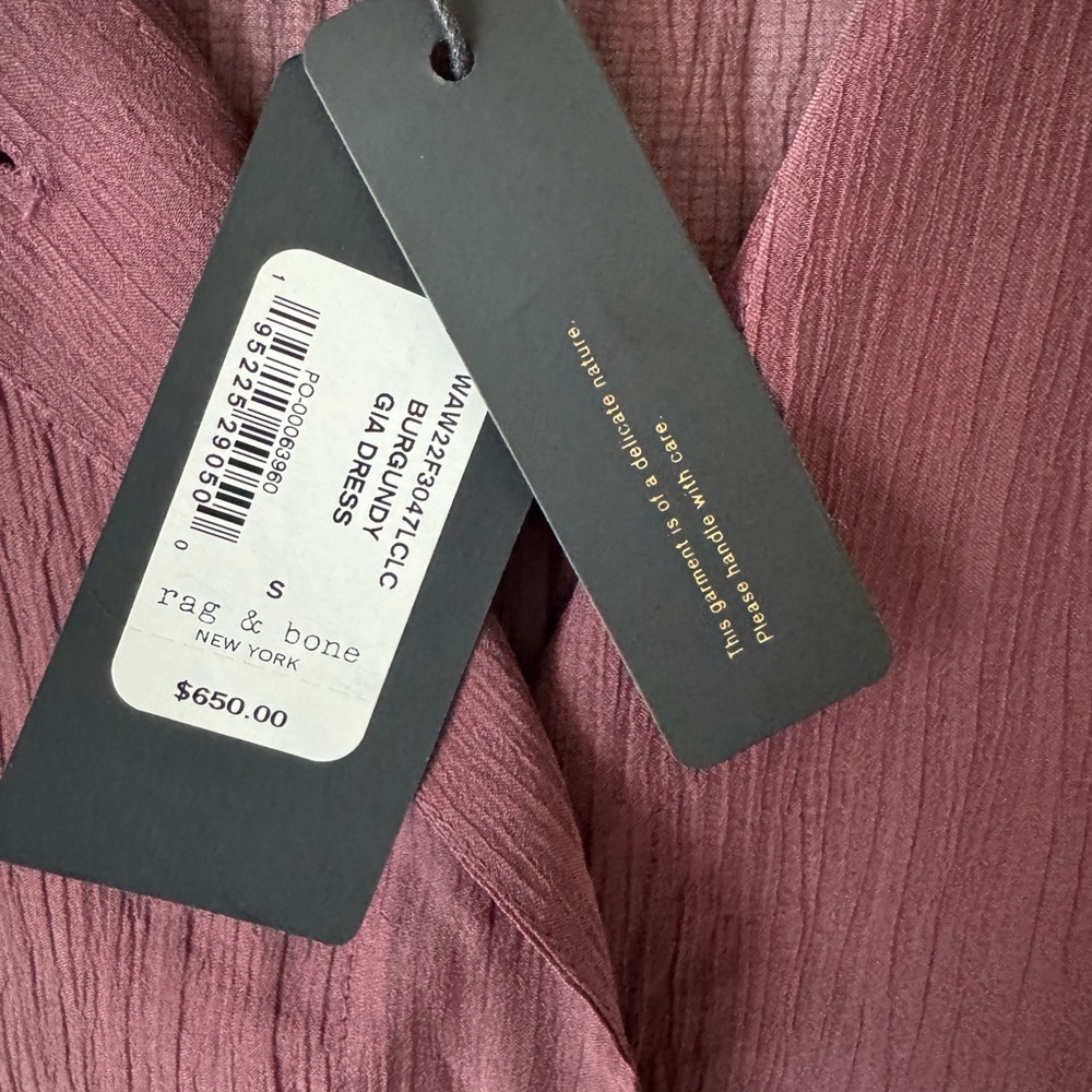 Rag & Bone Gia Dress Silk/Viscose Blend New with Tag Burgundy. - Picture 5 of 9